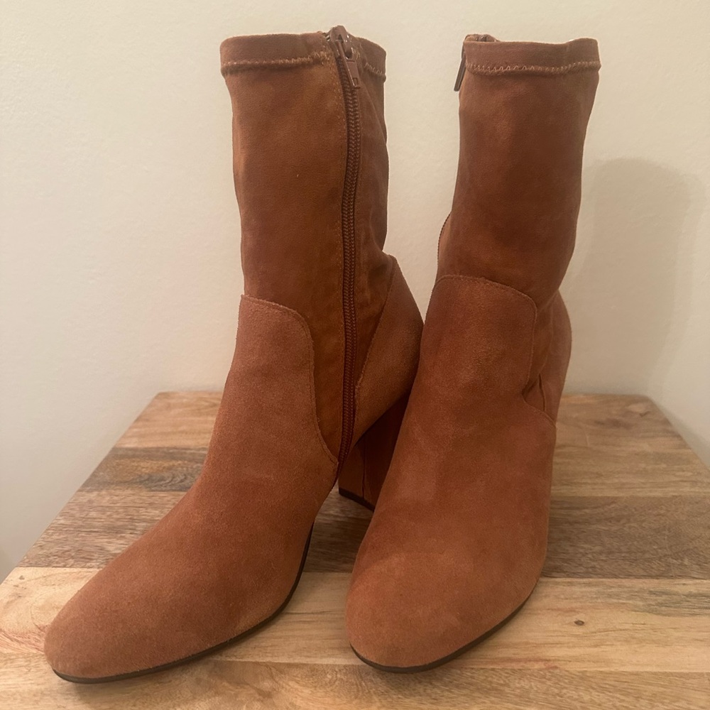 Chinese Laundry Suede Tan Ankle Boots